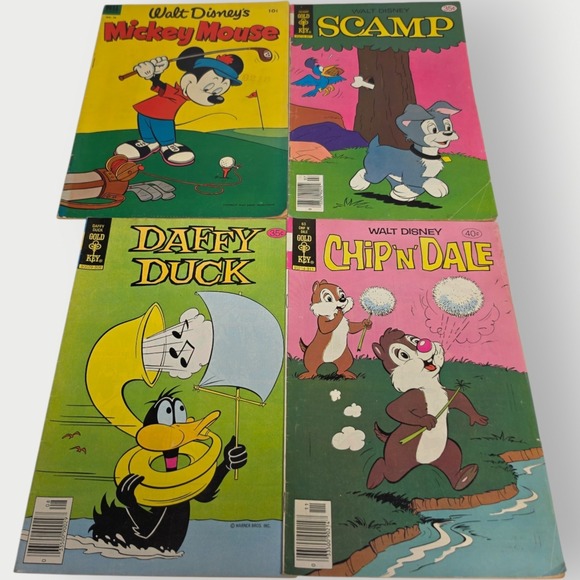 Source Unknown Other - Lot 4 Vintage Disney Gold Key Comics Mickey Mouse Scamp Chip n Dale Daffy Duck